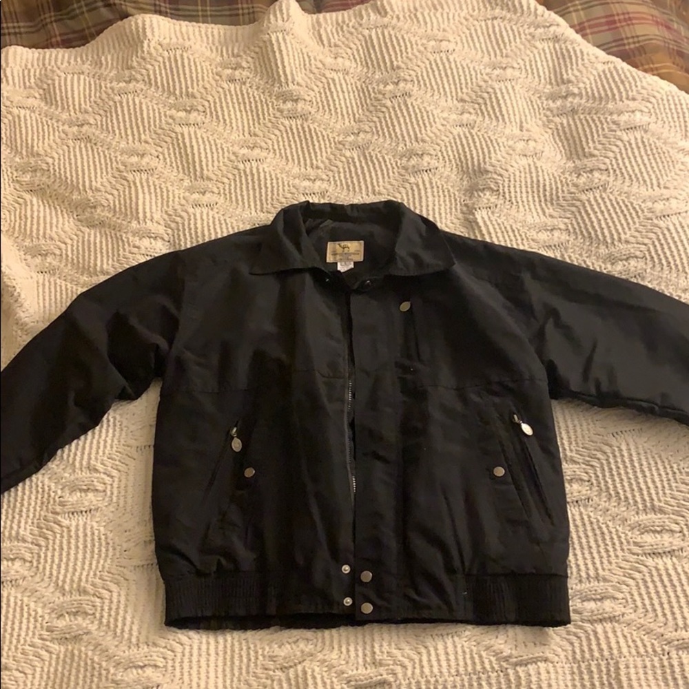 Black Bomber jacket Vintage Camel